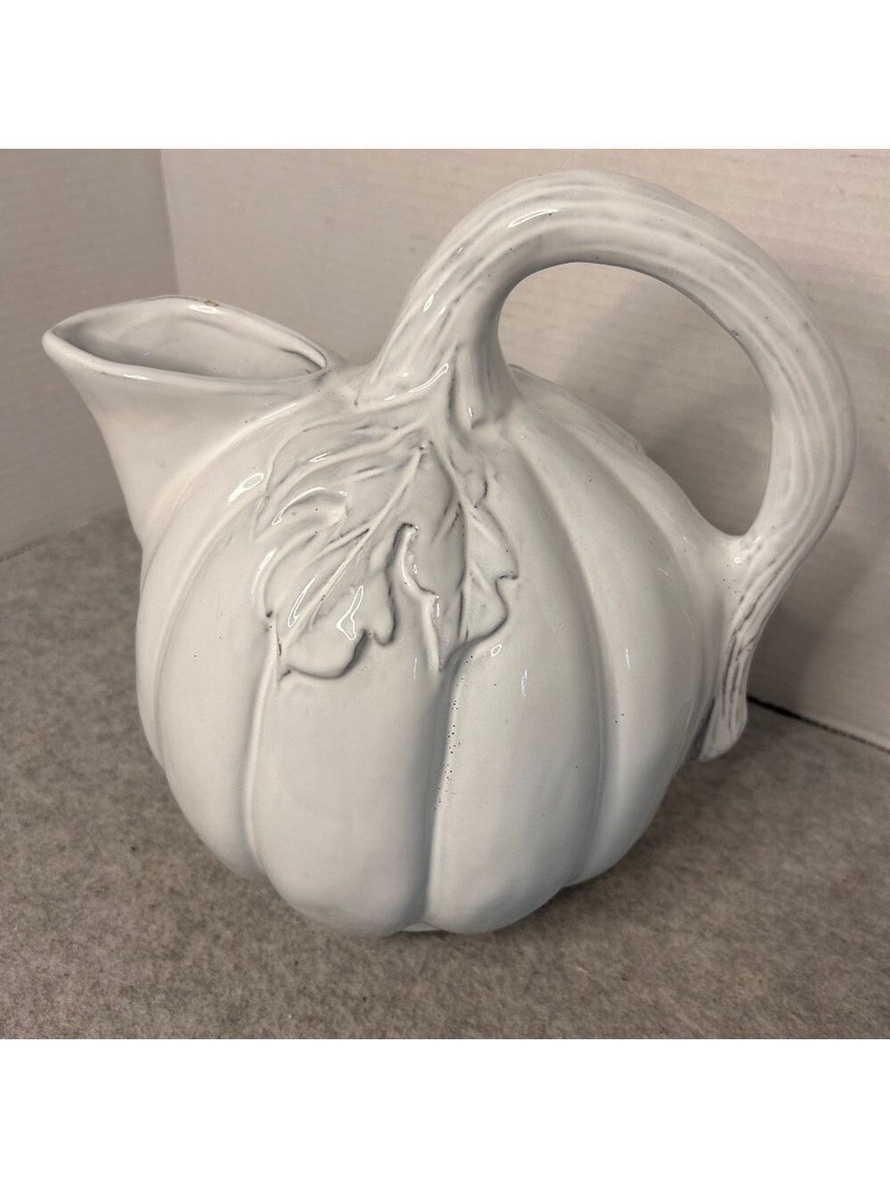 Sur la Table Pitcher Pumpkin White Made In Italy10x7x10 Tiny Flea Bite On Lip.
